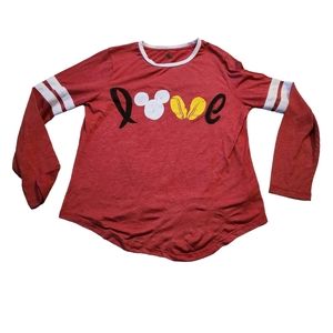 Disney Women's Long-Sleeve Tshirt w/Cute Distressed Love Logo Size Large H5